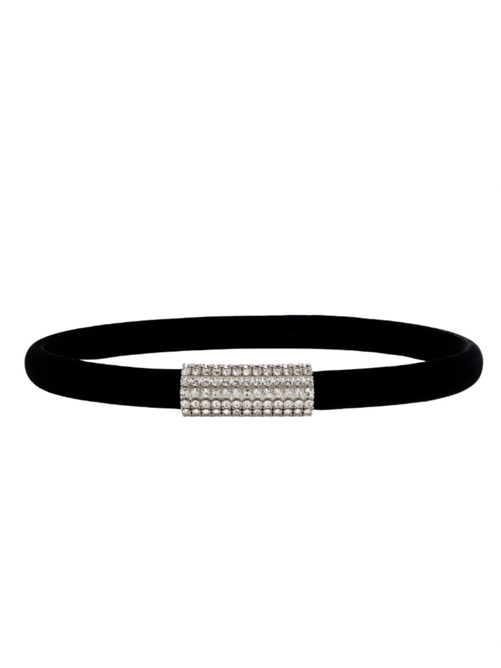 SAINT LAURENT Crystal-Embellished Velvet Belt NWT